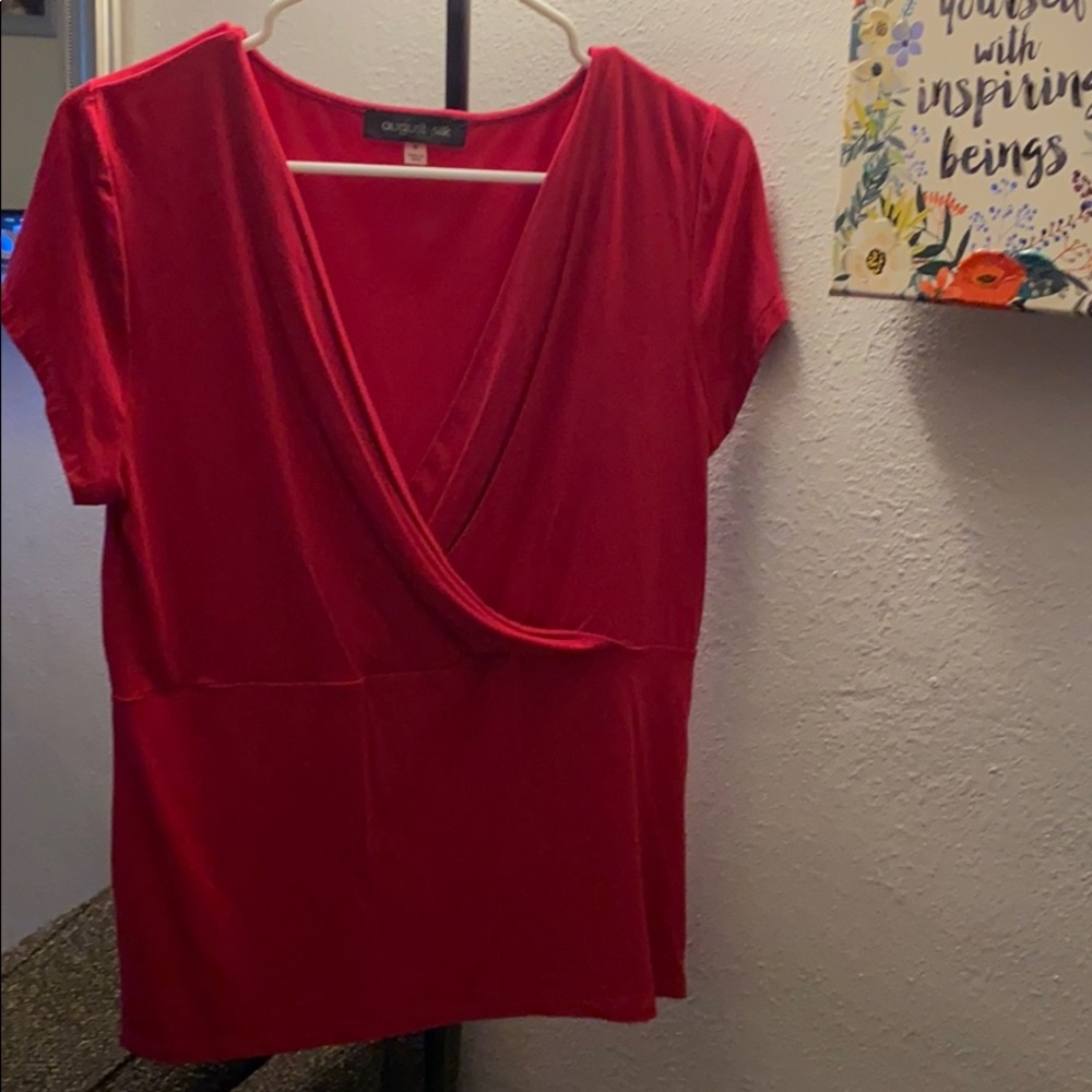 Womens August Silk Red Wrap Blouse
